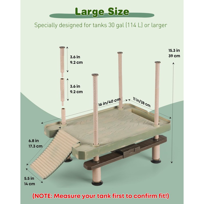 Pawfly Turtle Basking Dock with Ramp, Floating Reptile Platform for