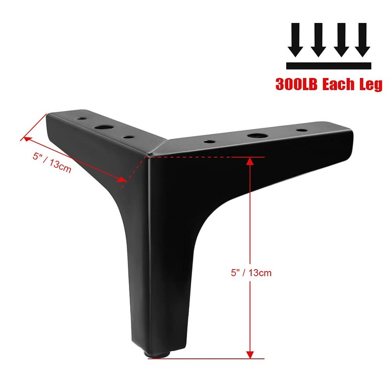 Cjueiom 13cm / 5 Inch Furniture Legs, Black Metal Triangle