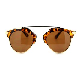 Designer Fashion Sunglasses Super Retro Top Bar Aviator Unisex Tortoise