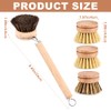 Wooden Dish Brush with 3 Replaceable Natural Bristle Heads