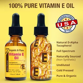 Seven Minerals Ultra Pure Vitamin E Oil - Full Spectrum D-Alpha Tocopherol 1 Fl Oz 100% Organic Naturally Occurring for Skin Facial Hair Scars = Not Synthetic 1 Fl Oz / 세븐 미네랄 울트라 퓨어 비타민 E 오일 - 풀 스펙트럼 D-알파 토코페롤 1 Fl Oz 피부 얼굴 머리카락 흉터에 대한 100% 유기농 자연 발생 = 합성이 아님 1 Fl Oz
