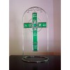 Stained Glass Cross with Lily - Purple (Grape) Glass from
