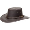 Squashy Full Grain Cowhide Leather Hat (S, Brown)