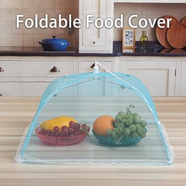 fKiZanthene Food Covers Mesh Pop Up, 4 Pack 12-Inch Colorful Food Net Covers with 25 Transparent Food Covers, Durable Frame for Outdoor Picnic BBQ Party Camping