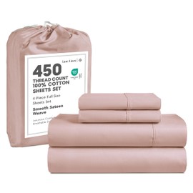 Lane Linen 100% Cotton Sheets Full Size Bed Sheets - 450 Thread Count 100% Cotton Sheets, 4PC Bed Sheets Full Size, Soft & Breathable Full Size Sheets Deep Pocket Set, Hotel Luxury Sheets - Sepia Rose