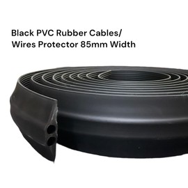 SDFIXINGS Heavy Duty Black Rubber Cable Protector - Twin Hole 11mm - Protect Wires And Cable Across The Floor - 85mm x 15mm (1M)