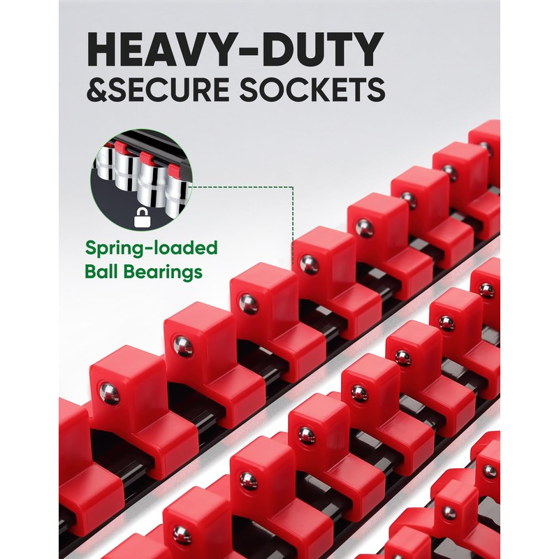 ALOANES 3PC ABS Socket Organizer, Socket Rails Fit 3/8 inch