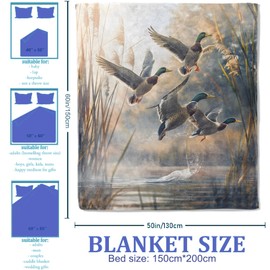 Plistiz - Manta de pato de 40 x 50 pulgadas, mantas temáticas para despegar de aves acuáticas para sofá de sala de estar, decoración del hogar, regalos de pato de franela suave para adultos y mujeres