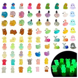 72 pcs Mini Animales de Resina，Mini Animales Luminosos de Resina，por Ejemplo, Patitos, Gallinas, Cisnes, Capibaras， de para Accesorios de Jardín de Ha