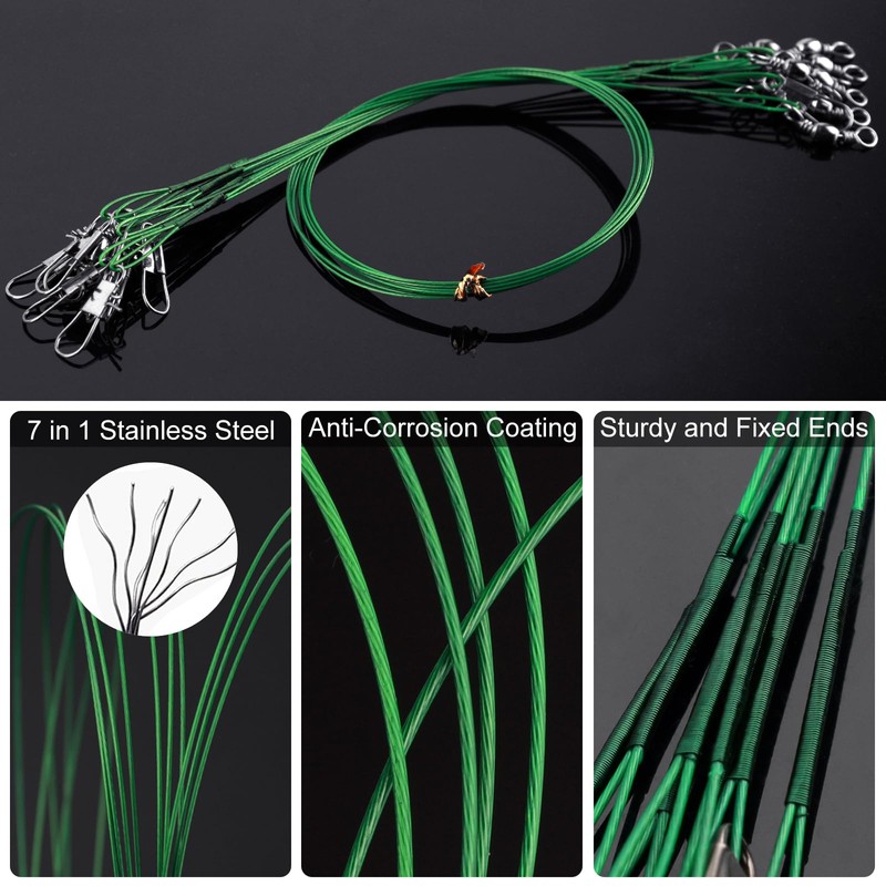 Realure Pack of 50 Fishing Leaders (Green)
