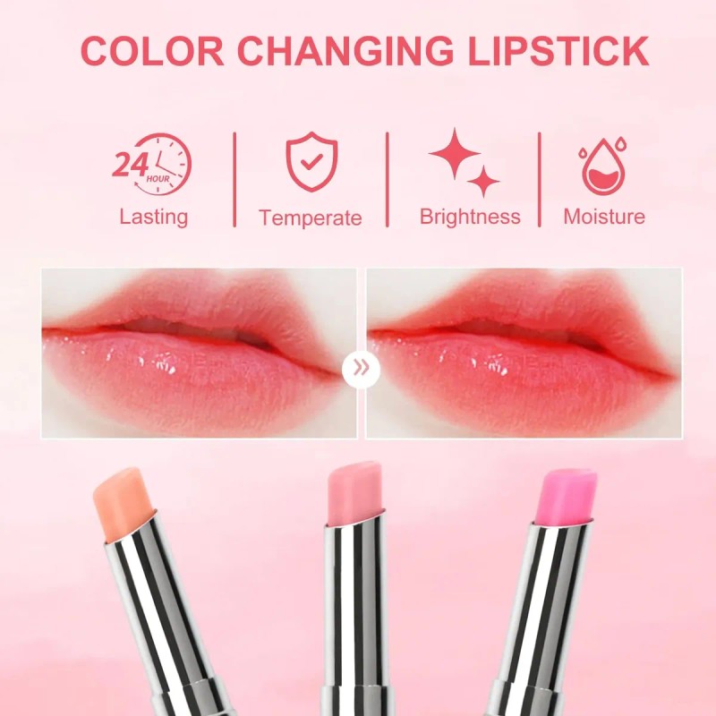 3 Piezas Bálsamo Labial Cambia De Color, Set De Pintalabios
