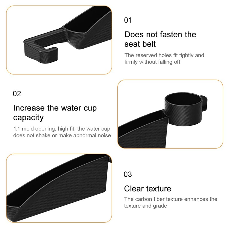 Norkmdi 2 Pack Dual-Slot Carbon Fiber Seat Gap Filler, Black