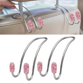 Moly Magnolia Car Seat Headrest Hooks, Universal Car Hooks, Car Seat Accessory for Coats Umbrellas Grocery Bags Handbag (Pink)