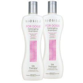 BioSilk for Dogs Silk Therapy Detangling Shampoo, Cleans and Moisturizes, Dematting Shampoo with Silk Proteins and Coconut Oil, No Parabens, pH Balanced, Made in USA, 12 Fl Oz - 2 Pack