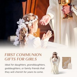 Storieme Praying Angel Figurines Statue: Baptism Confirmation First Communion Gifts for Teen Girls Women Christian Catholic Guardian Angels Prayer Decor