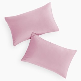 Wake In Cloud - Pair of Standard Pillowcases, 1000TC Ultra Soft Microfiber Pillow Covers, Dusty Pink, Standard Size 48x74 cm