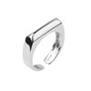 Sterling Silver Polished Plain Pointy Square Unisex Signet Open Band Ring 2 Tones Rhodium 18K Gold (Rhodium)