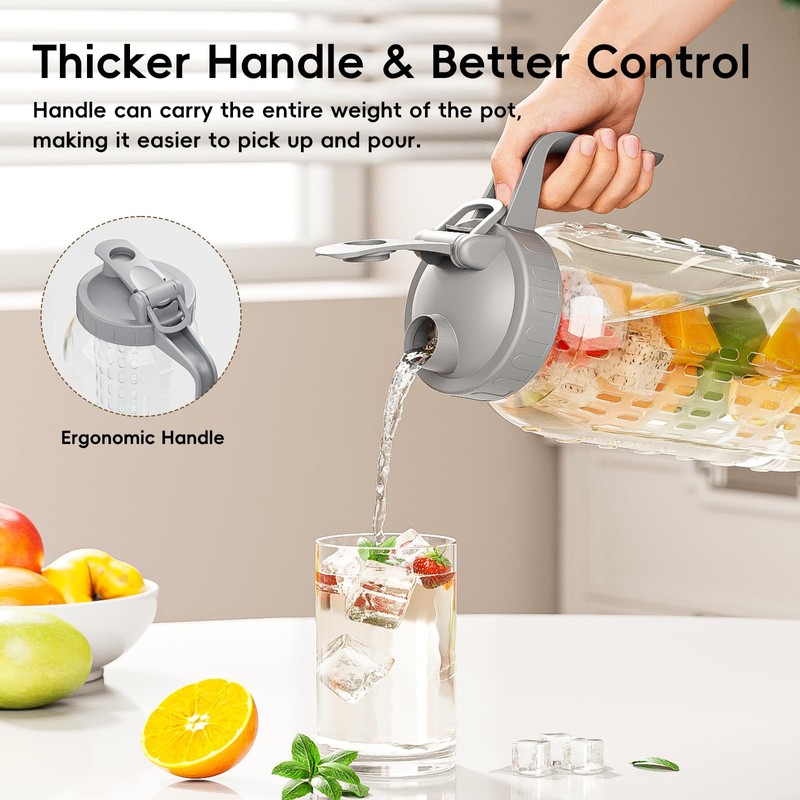 64 oz Fruit Water Infuser Pitcher, Heavy Duty Wide Mouth