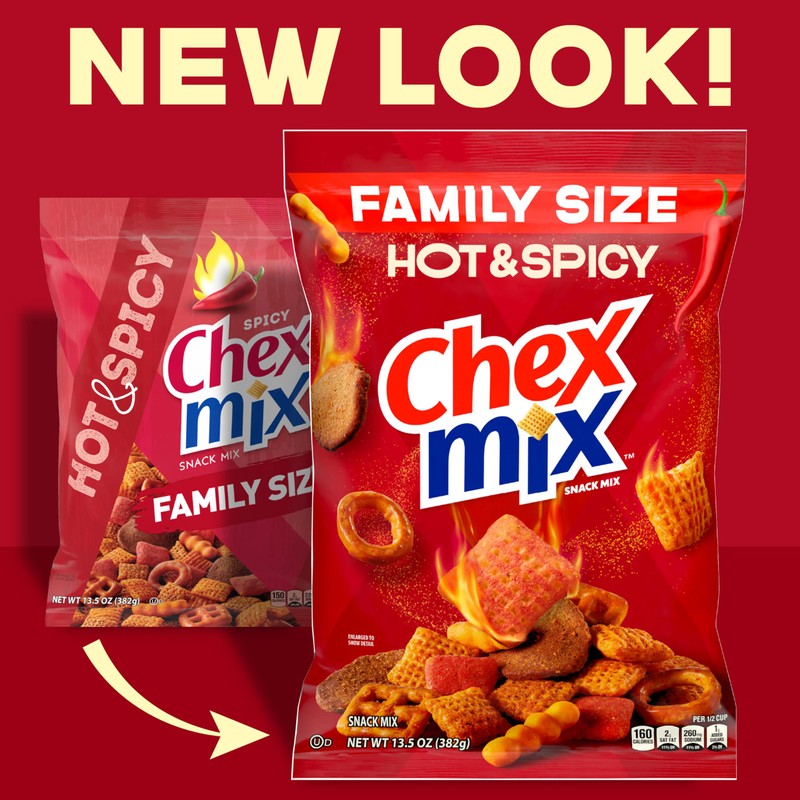 Chex Mix Hot and Spicy Savory Snack Mix, Family Size,