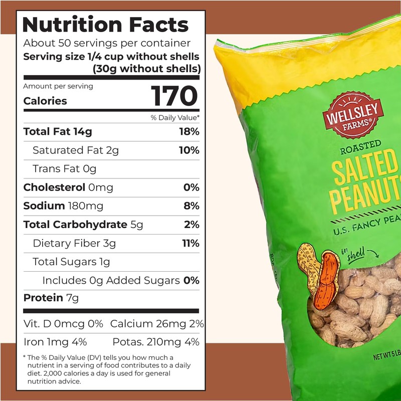Wellsley Farms Salted and Roasted Peanuts In Shell - USA