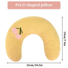 volumoon Pillow for Dogs Cats, Cushion for Cats 27 x 17 x 6 cm, U-shaped Cushion to Protect the Cervical Spine, Neck Pillow Dog for Cats, Pet Toy in Cat Bed (Yellow)