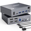 USB C KVM Switch 4K@60Hz,Dual Monitor USB C HDMI KVM