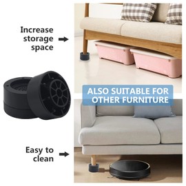 HANIHUA 4 Sets Black Round Furniture Risers, Heavy Duty Bed Risers Lifts Height 1", 2", 3 inch, Adjustable Bed Lifts Risers for Bed Frame, Furniture, Sofa, Chair Risers Supports Up to 1,300 lbs