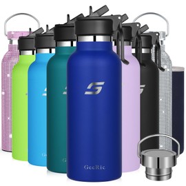 GeeRic Drinking Bottle 350 ml Stainless Steel Stainless Steel Drinking Bottle Double-Walled Stainless Steel Drinking Bottle 350 ml Leak-Proof BPA-Free Rustproof Insulated Bottle and Keeps Cold with