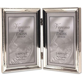 Lawrence Frames Bead Border Design, 4x6 Double, Silver
