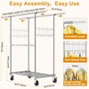 FYBEE 100% Stainless Steel Double Rod Clothes Rack for Hanging