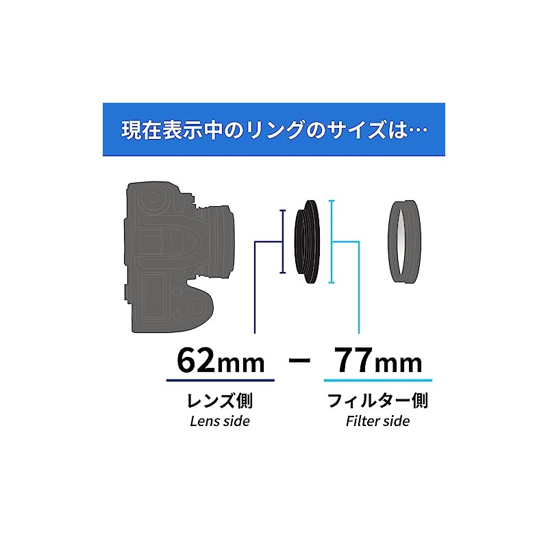 Camera Lens Filter Step Up Ring 62mm-77mm Adapter