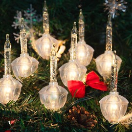 Christmas Bubble Lights Set of 9 Silver Bubble Lights, 8.8Ft Traditional Bubble Light with 10 Silver Glitter Bubble Bulbs(1 Spare), Vintage Bubble Lights for Holiday Christmas Lighting, Green Wire