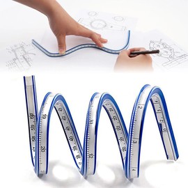 YUHENGCT Flexible Ruler, Curved Ruler, 23.6 inches (60 cm), Snake Shape, Multifunctional Bendable Ruler, Flexible Ruler, Double-Sided Ruler, For Measurement, Drawing, Sewing, Construction Craft Supplies, Drafting Ruler, Students, Stationery