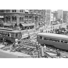1941 Washington DC Street Car Trolley PHOTO Vintage Electric Streetcar Scene
