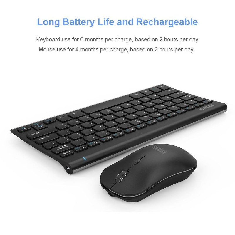 Arteck 2.4G Wireless Keyboard and Mouse Combo Ultra Compact Slim