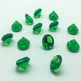 Liying Acrylic Diamond, 0.8 Inch 200 Pcs Acrylic Faux Round Confetti Diamond Crystals Treasure Gems for Table Scatters, Vase Fillers, Arts & Crafts, Wedding Decoration (Emerald Green)