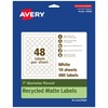 Avery EcoFriendly Matte White Recycled Round Labels, 1" Diameter, Print-to-The-Edge,