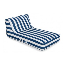Upholstered Stylish Pool Float Lounger Recliner, Large Floating Chair & Backrest, Heavy Duty Lake, Beach - Premium Comfortable Tube, Durable Water Floaty Tanning Relaxation LoungeFloat - Blue Stripped