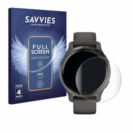 Savvies 4x Full Screen Protector Compatible with Garmin Venu 2S Full Cover Screen Protector Film [3D Curved, Transparent, Anti-Fingerprint]