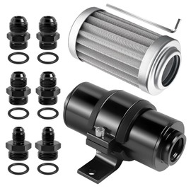 Filtro de combustible en línea de 10 micras, compatible con filtro de combustible Evil Energy, adaptadores 6AN, 8AN, 10AN con abrazadera de soporte de 50 mm universal, para sistemas de combustible de