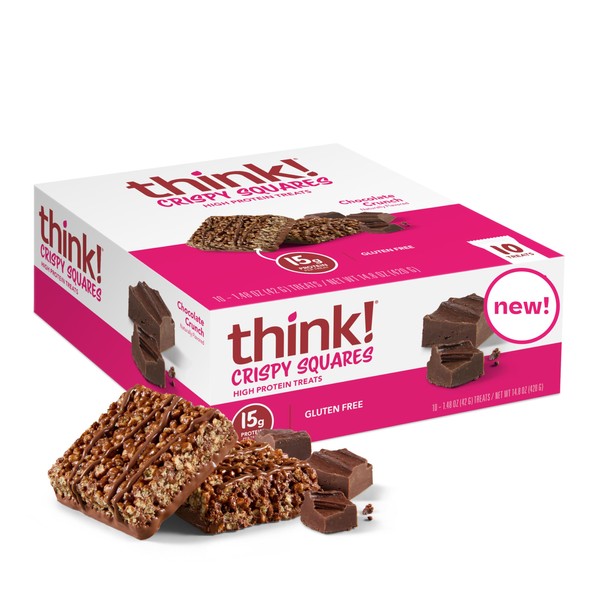 Think! High Protein Crispy Squares Chocolate Crunch Treat (10 Pack)