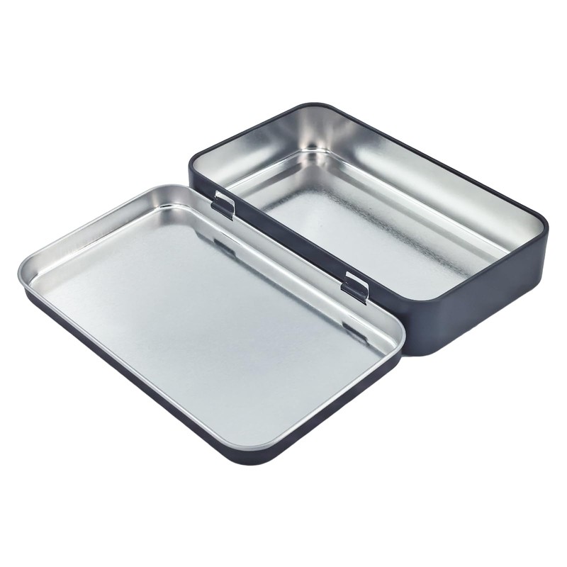 Thintinick 6 Pieces Rectangular Metal Empty Hinged Tins Containers Basic