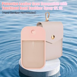 Case Compatible with Touchland Hand Sanitizer Spray - Leather Protective Case Holder with Keychain for Touch land Power Mist Glow Mist 1 fl oz, Accessories for Hand Sanitizer Spray (White)