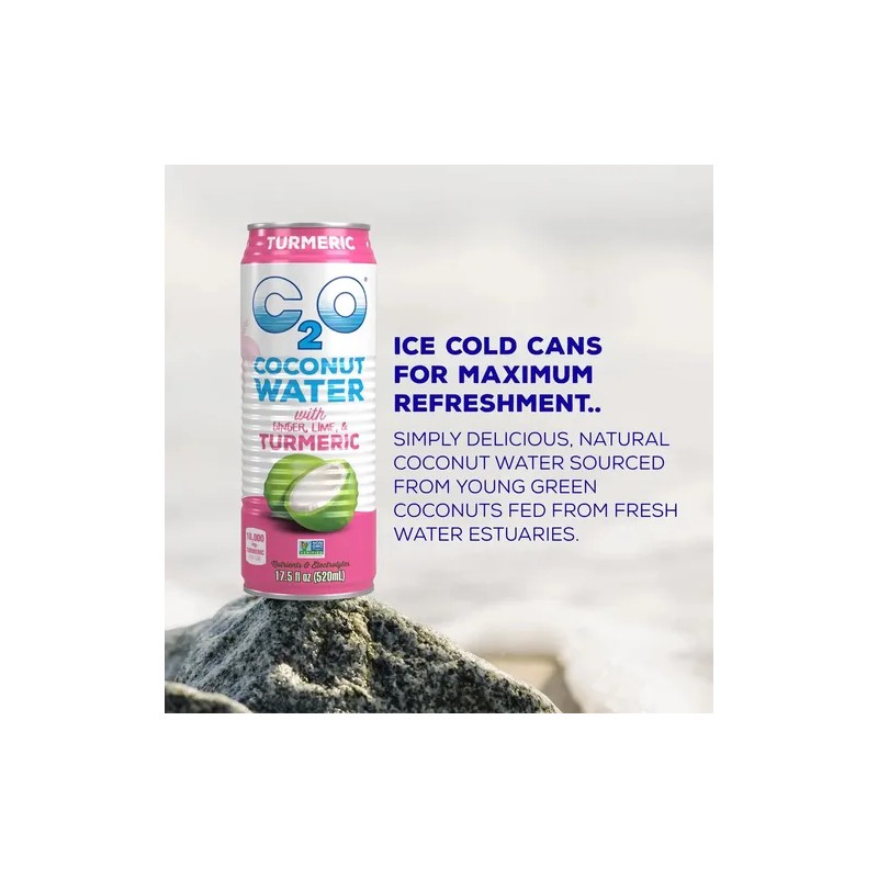 C2o Agua De Coco Con Jengibre, Lima Y Cúrcuma -