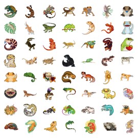55 Pcs Wall Lizard Stickers Water Bottles Laptop Phone Computer Guitar Skateboard Hydroflasks Gecko Cartoon Animal Vinyl Sticker Waterproof Aesthetic Trendy Decals for Teens Girls Adults (Lizard)
