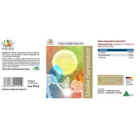 Pureveda Dosha Harmoniser - Only Natural Ingredients - Recommended Daily Dose - Triphala [600 mg] | Curcuma Longa [300 mg] | Moringa [300 mg] - No Additives - From BIOTIKON®
