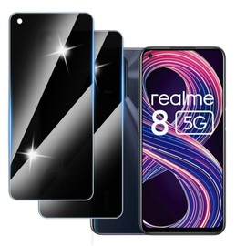 Hirshen [2 Stück] Sichtschutzfolie für Realme 8 Panzer Schutz Glas, Anti-Spähen Privatsphäre Schutzfolie, 9H Härte, Anti-Kratzer, Bläschenfrei,Anti-Spy