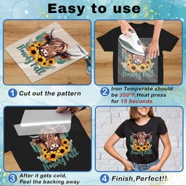 20sheet Western Cow Sunflower Iron On Transfer T-Shirt Stickers Iron Heat Transfer Direct to Film Transfer DTF Transfers DTF transfers Ready to Press for T-Shirt/Bag/Pillow