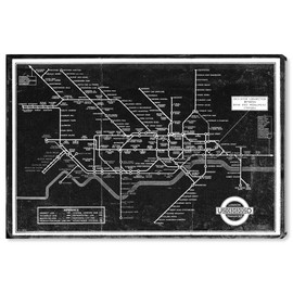 Wynwood Studio Flags Wall Art Canvas Prints 'London Underground Map 1934' Home Décor, 36" x 24", Black, Gray