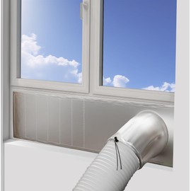 CHICHIBEBE Silver Portable AC Window Vent Kit – 30% Sunshade, Waterproof, 100% Sealed – Insulation Seal for Sliding or Hung Windows (10 * 40~64 Inch, for Sliding, Lifting Windows)